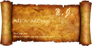 Méh János névjegykártya